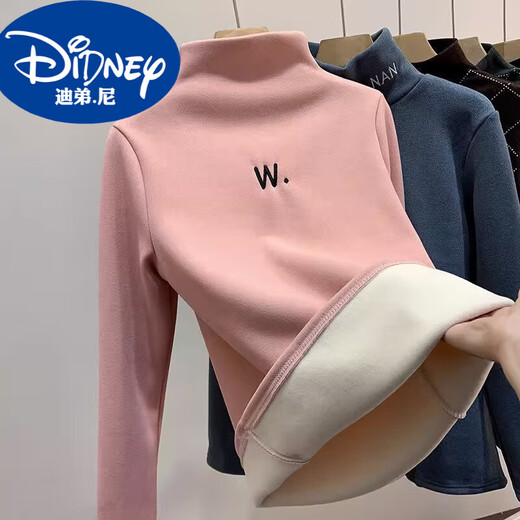 Didi.Ni HEYDIDY children's bottoming shirt half turtleneck plus velvet thickening for big children and girls autumn tops t-shirt autumn and winter baby inner autumn clothes pink 120 cm