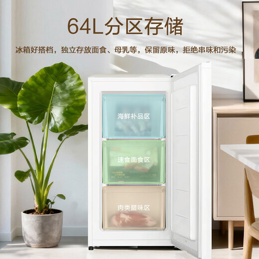 Haier Vertical Freezer Computerized Temperature Controlled Freezer Refrigerated Freezer Switchable Household Freezer Air-cooled Frost-free/Evenly Cooled Micro-Frost Breast Milk Refrigerator Camellia New Product 64L Small Occupancy Knob Flexible Temperature Control Micro-Frost 64L
