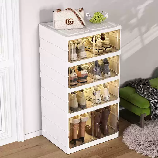 Yusenyi Shoe Cabinet Free of Installation and Folding Transparent Folding Shoe Rack Plastic Shoe Box Shoe Rack Storage Box Shoe Cabinet Light Luxury and High-Level Sense (First Best Selling Transparent) 6-layer Installation-Free Shoe Box