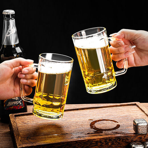 Fantasy Draft Beer Unbreakable Transparent Tea Handle Beer Cup Bar Thickened Beer Cup 6 Pack