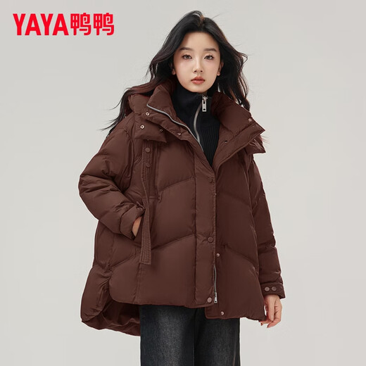 Женская короткая пуховая куртка YAYA, новинка 2025 года, зимняя модная повседневная теплая куртка на утином пуху с капюшоном