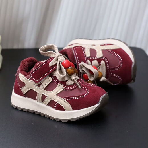 G.duck little yellow duck plus velvet boys' sports shoes autumn and winter new children's large cotton shoes casual warm dad shoes soft sole pink 812JH 24 145mm inner length 14.5cm