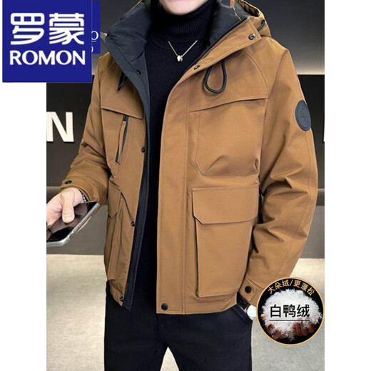 ROMON Windproof Down Jacket Men's 2025 New Outdoor Sports Winter Thickened Brand Winter Youth Jacket Army Green M 90-110