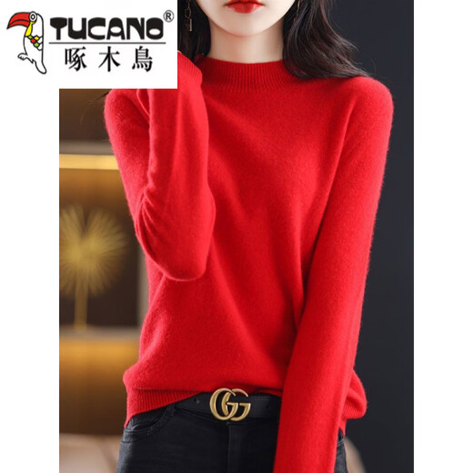 Woodpecker (TUCANO) wool fleece first-line ready-to-wear Merino 100 wool sweater women's half turtleneck long-sleeved fleece sweater autumn and winter knitted official flagship Klein Blue S