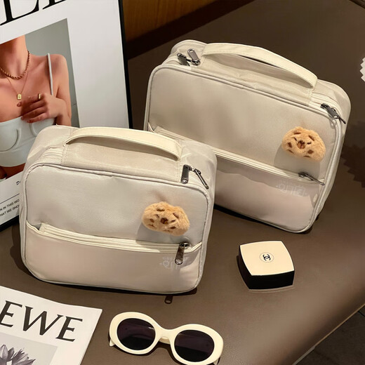 Aoyanlai New Product Cute Large Capacity Portable Women's Makeup Brush Cosmetic Storage Bag Portable Cosmetic Bag Travel Wash Double Layer Large Capacity Beige Free Capibala Brooch