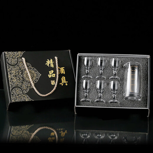 Tuojin German imported high-quality household liquor glass, one-cup wine divider, small spirit glass, wine set, gift box set, 80 pots + Qinglian cup, gift box set 1+6