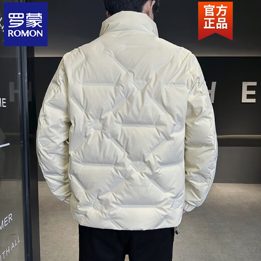 罗蒙（ROMON）羽绒服男冬季短款立领潮牌青年男装轻薄保暖潮流百搭男士加厚外套 白色 L