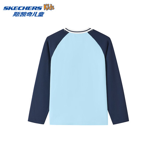 Skechers Skechers children's long-sleeved T-shirt 2026 spring children's clothing boys' trendy casual sports tops L126B011 light sky blue /02P7 120