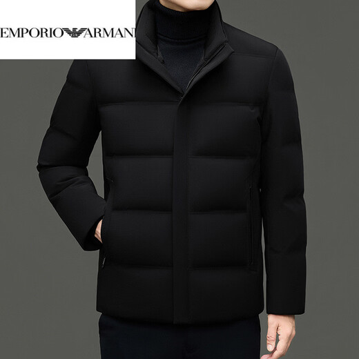 EMPORIO ARMANI Armani 2026, новый зимний стиль, мужская мода среднего возраста, повседневный свободный пуховик с воротником-стойкой, теплая куртка 108HBHY25956, черный M 170