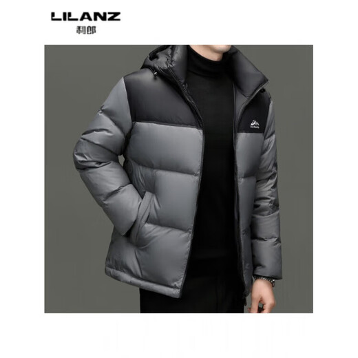 LILANZ winter new 90 duck down men's hooded down jacket color matching warm thickened fashionable down jacket for men black 14XL (190)