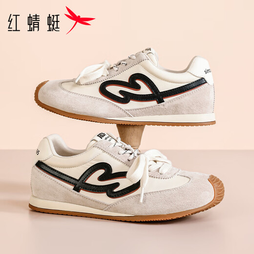 RED DRAGONFLY Women's Shoes Casual Shoes Women's Low-top Lace-Up Versatile Soft-soled Sports Shoes Women's Wear-Resistant Lightweight Comfortable Running Moral Training Shoes WTB162481 Beige (3.5CM) 35
