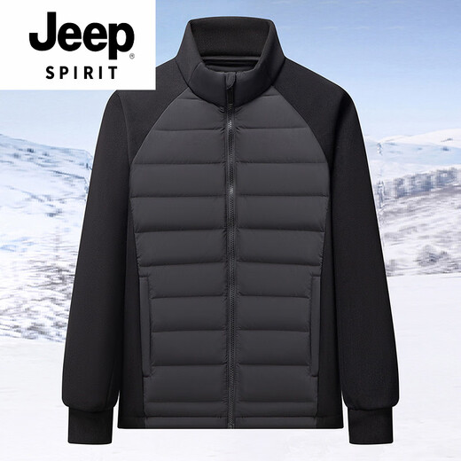 JEEP SPIRIT Winter Down Jacket Tall Men's David Jacket Lightweight Down Liner School Uniform Magic Insider Black M 170 (Suitable for 80-100 Jin Jin equals 0.5 kg)