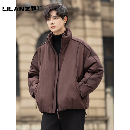 利郎（LILANZ）官方2025冬季羽绒服男90白鸭绒立领宽松加厚保暖时尚外套帅气上衣 YR2560黑色 (甄选90白鸭绒)-旗舰款 M 100-120斤