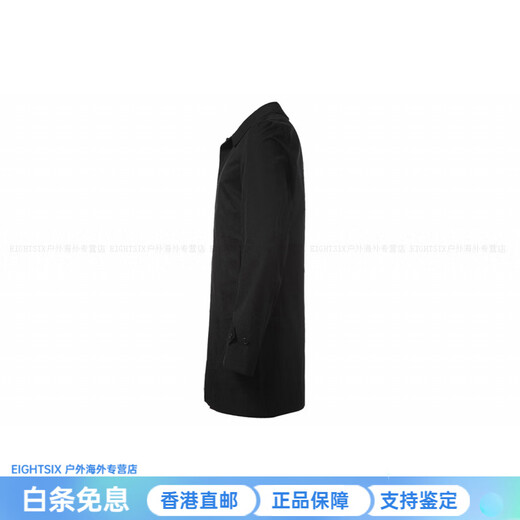 BURBERRY Solid Color Lapel Coat Men's Black Black One Size 52