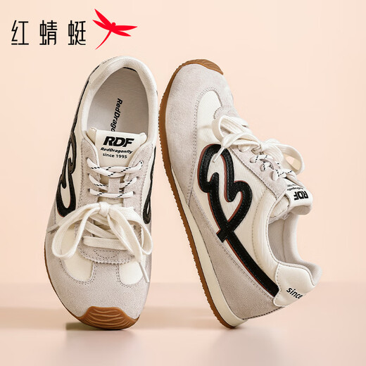 RED DRAGONFLY Women's Shoes Casual Shoes Women's Low-top Lace-Up Versatile Soft-soled Sports Shoes Women's Wear-Resistant Lightweight Comfortable Running Moral Training Shoes WTB162481 Beige (3.5CM) 35