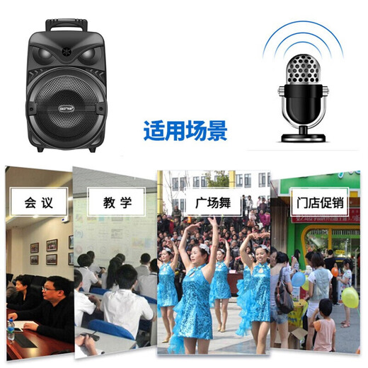 Xianke Square Dance Audio Outdoor High Power Mobile Trolley Speaker Wireless Bluetooth Large Volume Karaoke Special Portable Dual Microphone ST-809SW Portable Bluetooth Speaker