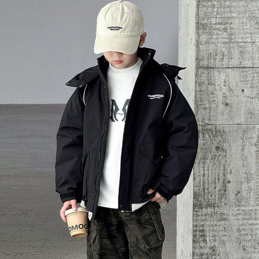 Disney 6-15 years old children's down jacket boys winter cotton coat 2026 new cotton coat thickened autumn and winter style winter cotton jacket medium cotton coat black 170 cm