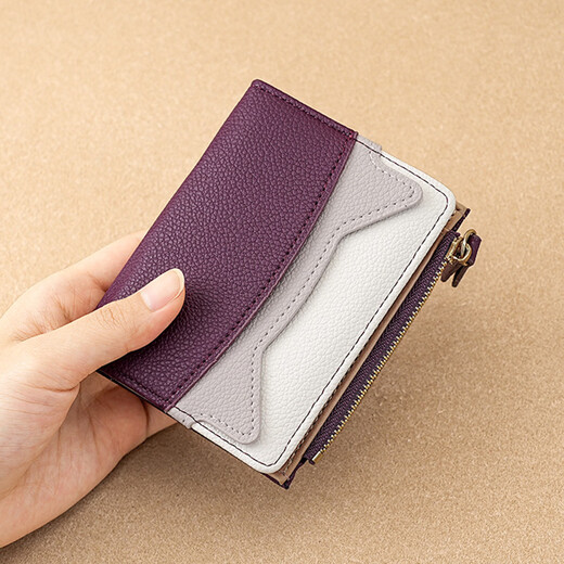 Domestic products carefully selected fashion Korean version women's wallet multi-functional mini card holder compact student thin section versatile contrasting color black
