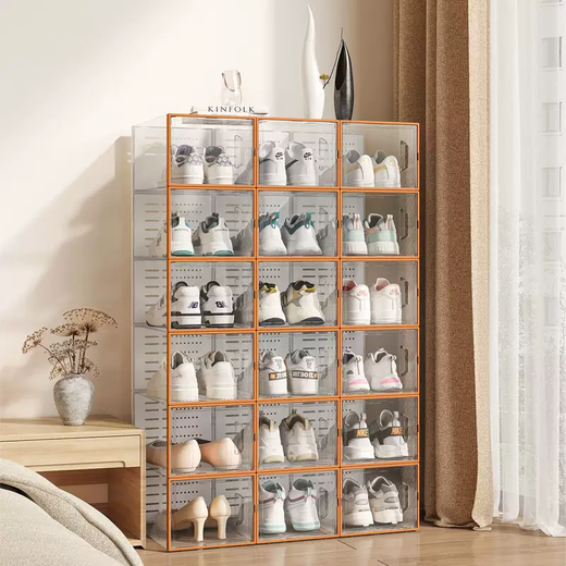 Yusenyi transparent shoe box storage box side-opening shoe storage artifact space-saving plastic shoe cabinet household dust-proof shoe rack thickened (hard back cover has stronger load-bearing capacity) upgraded to large size 44 yards can be installed with transparent white frame buy 5 get 5 free