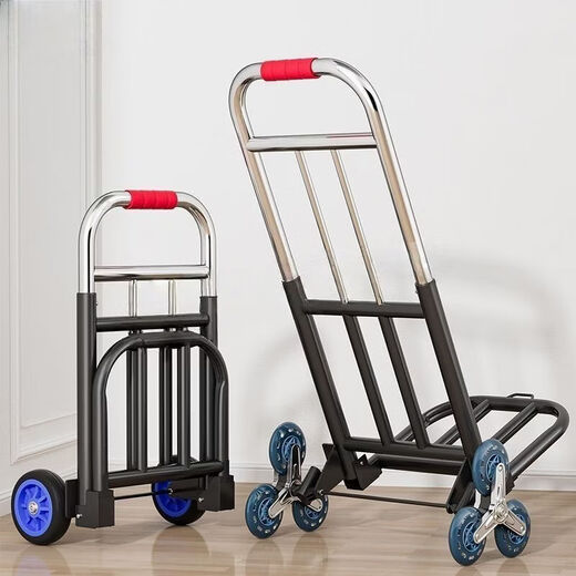 An Junsheng bold luggage trolley foldable household transport trailer shopping trolley portable tool trolley large 25MM pipe diameter - pu wheel #reinforced four beams #