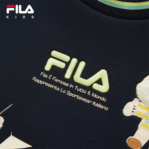 FILA KIDS Children's Clothing Boys' Sweaters 2026 Spring New Children's Velvet Loose Casual Tops Legend Blue-NV 130 cm