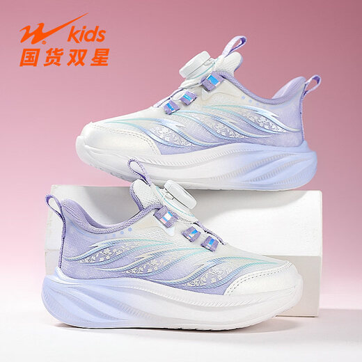 Double Star (shuangxing) Double Star Children's Shoes Girls' Shoes 2026 Spring New Style Mesh Breathable Girls Soft Soled Casual Shoes Children's Sports Shoes 90293 White Mist Purple (Mesh Breathable) Size 37 37 The inner length of the shoe is about 23.5cm