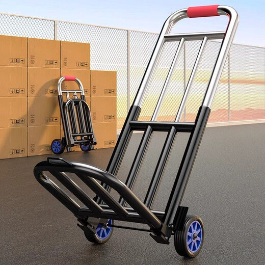 An Junsheng bold luggage trolley foldable household transport trailer shopping trolley portable tool trolley large 25MM pipe diameter - pu wheel #reinforced four beams #