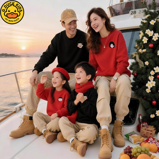 G.duck's unique parent-child clothing hits the streets. A family of three and four plus velvet sweatshirts for the whole family. Mother and daughter autumn and winter clothing. Hot sale velvet gray and purple combination 165 Mom S