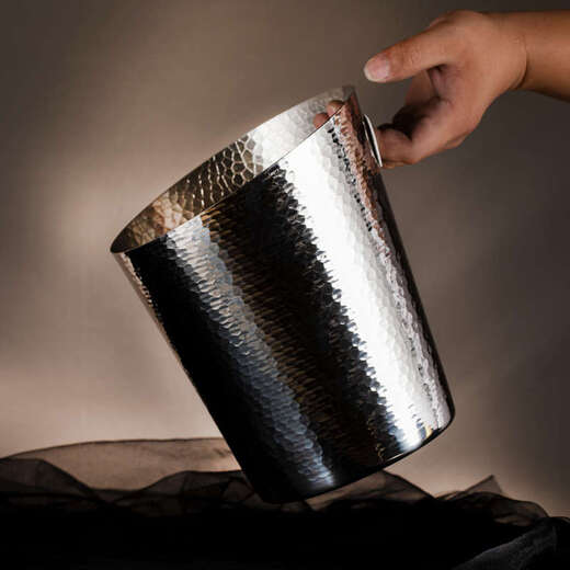 Yusen Yi hammer point champagne bucket high-end handmade ice bucket fish scale pattern red wine ice bucket ktv bungalow decoration gold fish scale pattern ice bucket