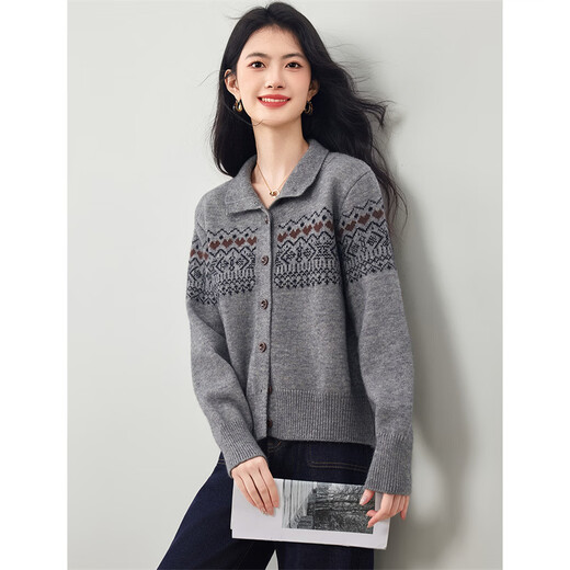 Xinfei Yu Fair Island jacquard sweater long-sleeved sweater cardigan 25 winter new soft waxy age-reducing little man top jacket