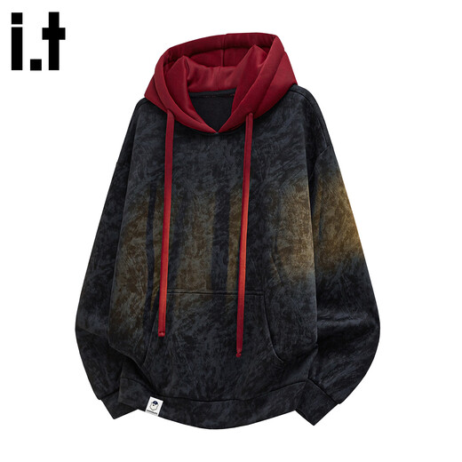 ШОКОЛАДНЫЙ it Мужская американская модная брендовая толстовка с капюшоном контрастного цвета, мужская зимняя бархатная свободная куртка-пуловер 2025 года, черная, XL Рекомендуется 130-145 Джин Джин равен 0,5 кг