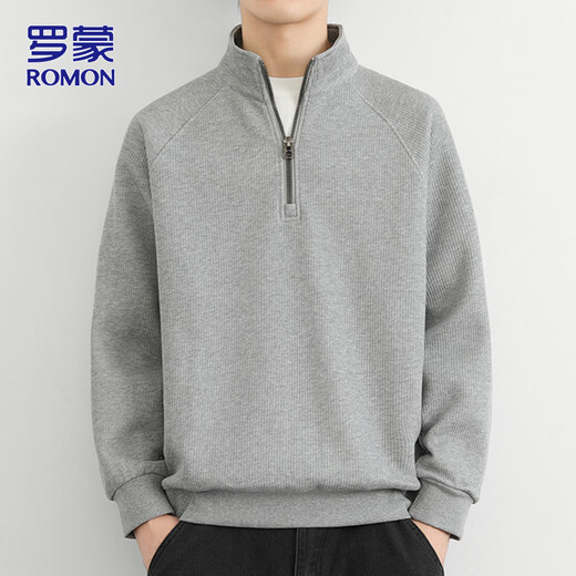 Sudadera ROMON de media cremallera para hombre, novedad de primavera 2026, suéter con cuello levantado de estilo coreano, top moderno para hombre, verde oliva XL