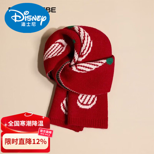 Disney children's Christmas red scarf for boys and girls in autumn and winter and new year thickened warm knitted wool baby scarf red Christmas hat*(19*120) One size fits all