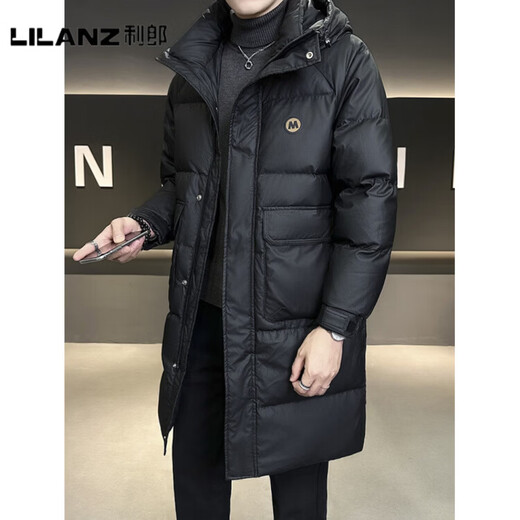 利郎（LILANZ）官方中长款羽绒服男高充绒量冬季加厚2025新款感大码极寒外套 黑-旗舰款 M 100-120斤