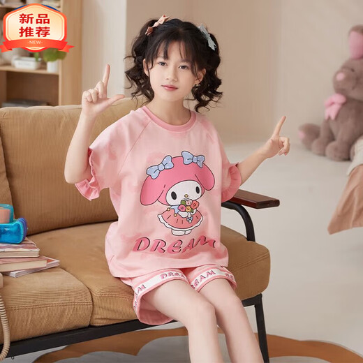 迪士尼（Disney）甜美可爱女童家居服套装优质棉少女款夏季短袖短裤甜美睡衣女孩 687莫代尔 140 大童S码 建议身高140-155CM
