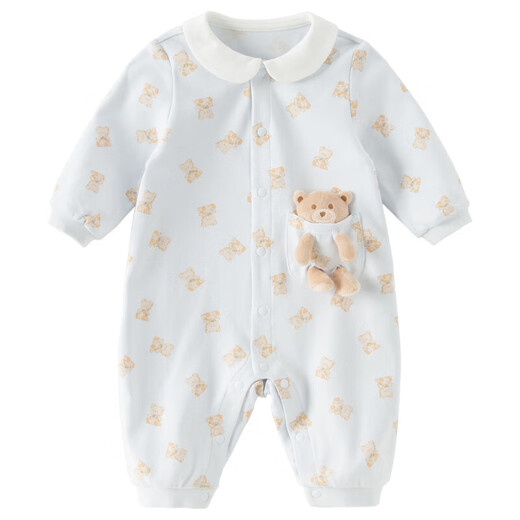 DAVE&BELLA baby girl's Category A jumpsuit spring clothing boy's cotton romper baby printed harem