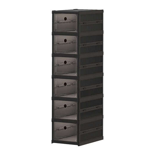 Fantasy shoe cabinet shoe box storage box transparent door shoe rack shoe storage black 1 column 1 layer 1 compartment