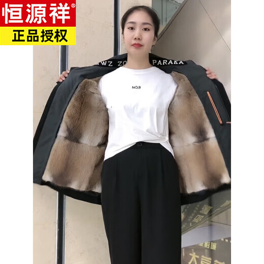 Hengyuan Xiang Parker Мужская новинка 2026 года, новинка 2026 года, норка со съемной подкладкой, меховая зимняя короткая парка, черная натуральная подкладка из шерсти с рукавами M 100-115Jin Jin равна 0,5 кг