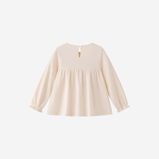 Ying's shopping mall same style children's clothing children's long-sleeved bottoming shirt spring and autumn casual girls' tops versatile new style cream apricot 110 cm