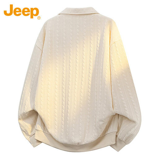 JEEP Jeep sweatshirt men's spring and autumn polo shirt loose jacquard bottoming shirt men's gray XL