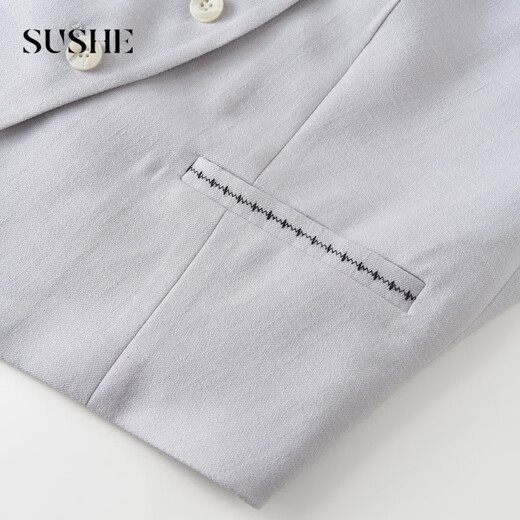 SUSHE clear string commuting style custom-dyed Tencel decorative topstitch blazer/vest/trousers suit ice water blue-jacket M