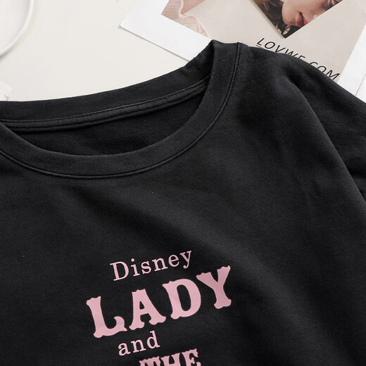 In stock Pingcaina Xiaoshui's same Thai trendy brand retro printed black pullover early autumn casual loose sweatshirt sweatshirt L