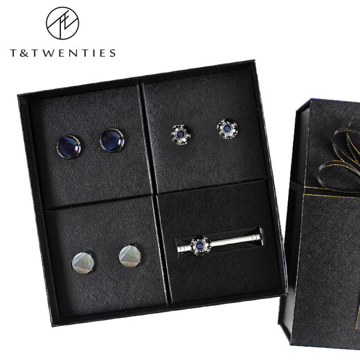 2026 new T&Twenties brand selected cufflinks and tie clip gift box set, men's shirt cuff nailing, selected gift box set_-_cufflinks*3 pairs, tie clip*1 piece