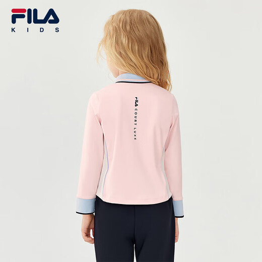 FILA children's clothing long-sleeved T-shirt 2025 winter new style girls and children loose sports POLO shirt hazy pink-LP 120
