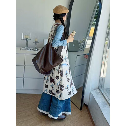 FHHUABD Girls Suit 2026 Design Stacked Vest Dress Bottoming Shirt Lace Wide Leg Denim Long Pants White Vest 120 cm