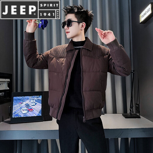 Зимний сращенный мужской пуховик JEEP SPIRIT, популярный в 2025 году, новый стиль, красивая куртка зеленого цвета, размер 2XL, рекомендуется 141 ~ 155Jin Jin, вес 0,5 кг.