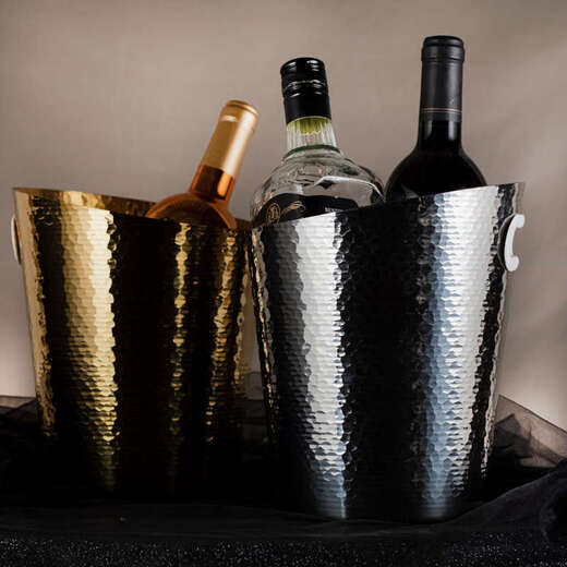 Yusen Yi hammer point champagne bucket high-end handmade ice bucket fish scale pattern red wine ice bucket ktv bungalow decoration gold fish scale pattern ice bucket