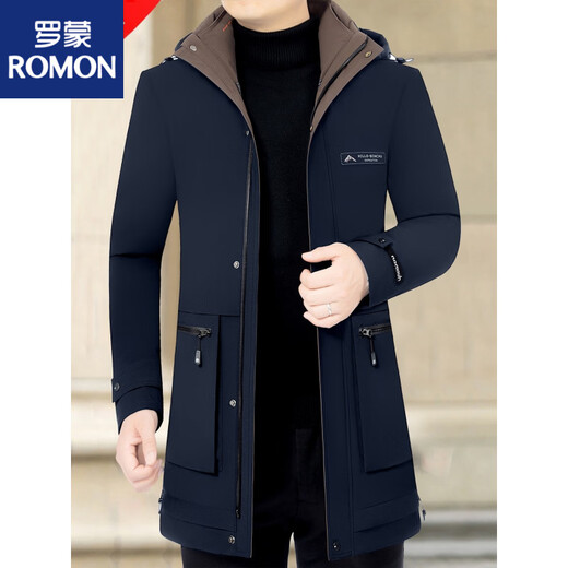 ROMON 2026 Новый мужской зимний пуховик средней длины, мужская осенне-зимняя куртка «три в одном» на гусином пуху для мужчин 6200 Зеленый кофейный L 175л