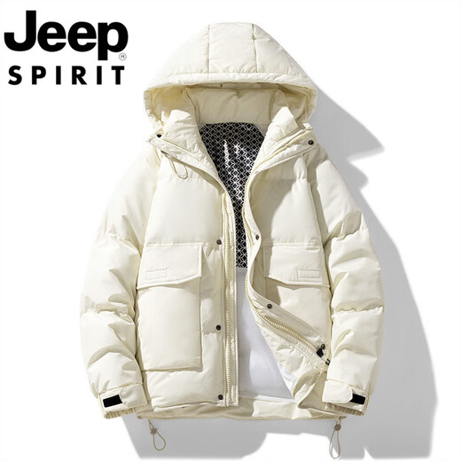 JEEP Jeep Международный бренд Молодежный пуховик Мужская новинка 2025 года Зимняя бархатная утепленная свободная куртка с капюшоном Черная M