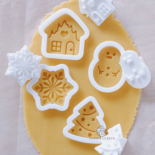 Fantasy Mini Festival Gingerbread House Cookie Mold Snowman Tree Snowflake Barn Pet Tools Six-Pointed Star Snowflake